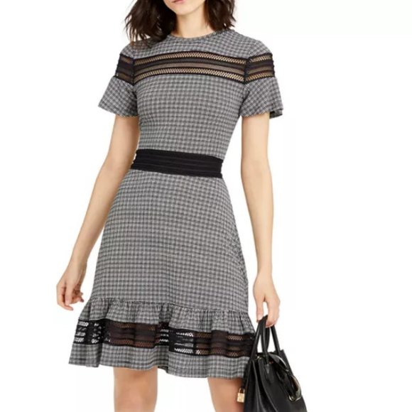 MICHAEL Michael Kors Dresses & Skirts - MICHAEL Michael Kors Checkered Mesh And Ruffle Dress